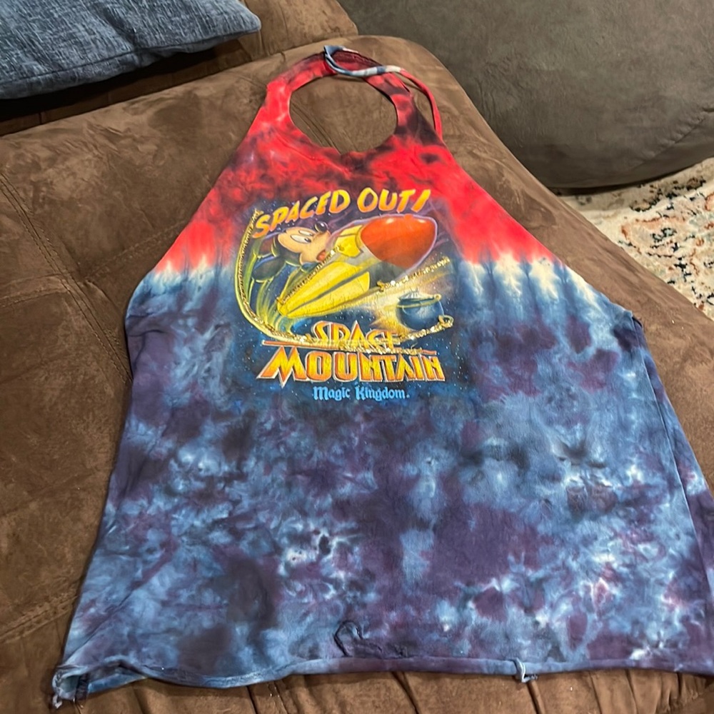 Disney Mickey tie dye space mountain halter with open back